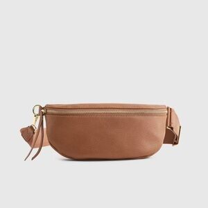 Quince Italian Pebbled Leather Sling Bag - cognac, like new